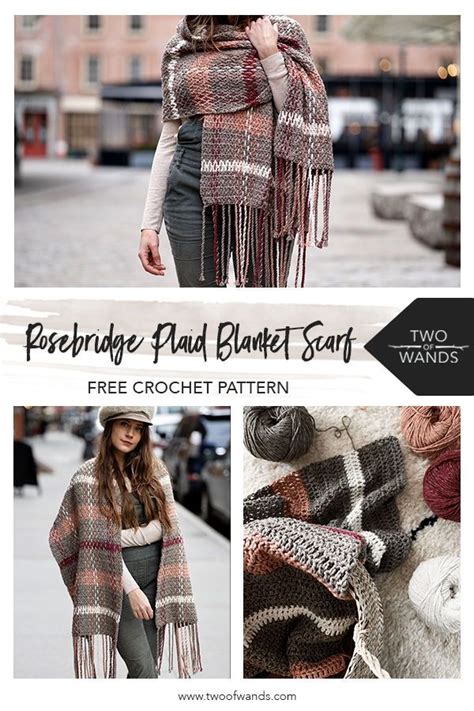 The Free Crochet Pattern For This Ponchy Plaid Blanket Scarf Is Easy To