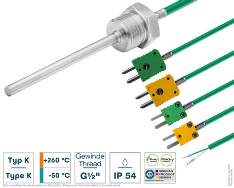 Thermoelement Typ K G1 2 Mit PFA Leitung Testo Sensor GmbH