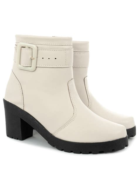 Bota Coturno Feminina Ziper Fivela SHEIN Brasil