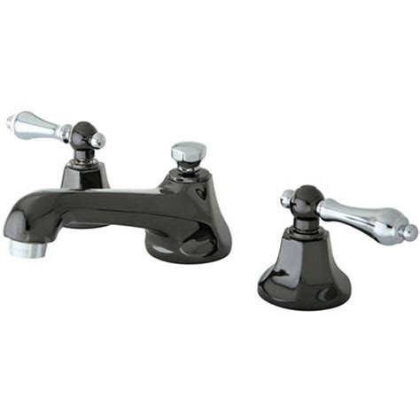 Kingston Brass Kate 8 In Widespread 2 Handle Lever Handles Bathroom Faucet In Black And Chrome