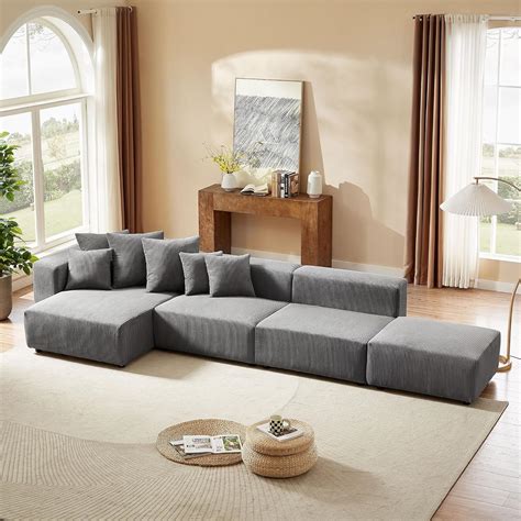 Amazon Kevinplus 155 Corduroy Large Sectional Sofa Couch With