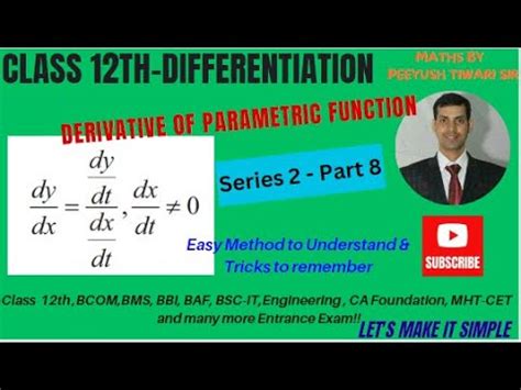 Exercise Derivative Of Parametric Function Syjc Th Commerce