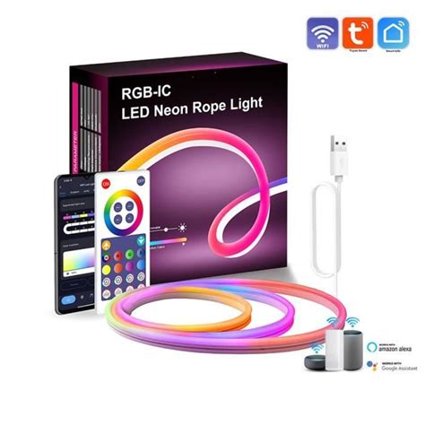 Neon Ruban LED RGBIC Bande avec WiFi Contrôle Compatible Alexa