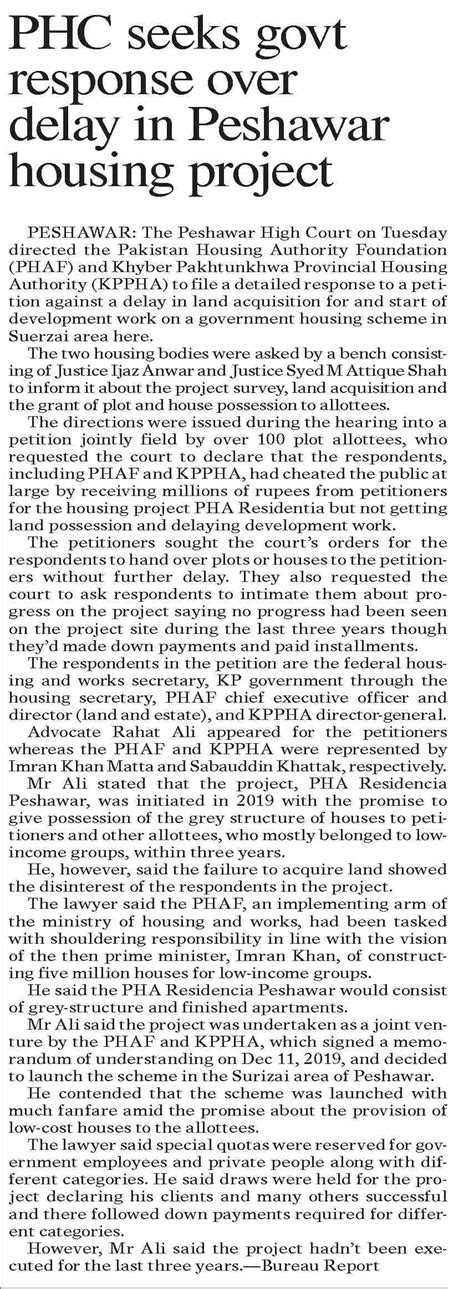 Dawn EPaper Jun 21 2023 PHC Seeks Govt Response Over Delay In