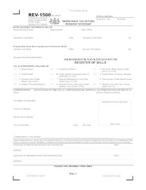 Fillable Online Pa Inheritance Tax Return Resident Decedent Rev