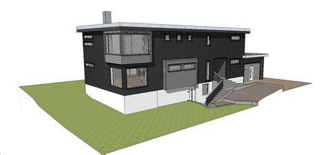 Modern Two Level Wooden House 3d Model Cad Drawing Details Skp File