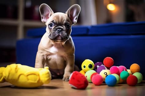 Premium AI Image | cute puppy playing with his toys in living room ...