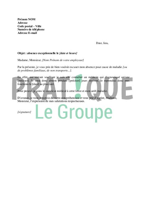 Lettre D Excuse Absence Cours Ages Ntanresp