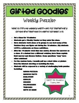 Weekly Puzzler Nine Minute Weekly Bell Ringer Warm Ups For Elementary