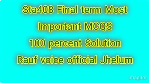 Sta Final Term Past Papers Sta Final Term Preparation Vu Sta