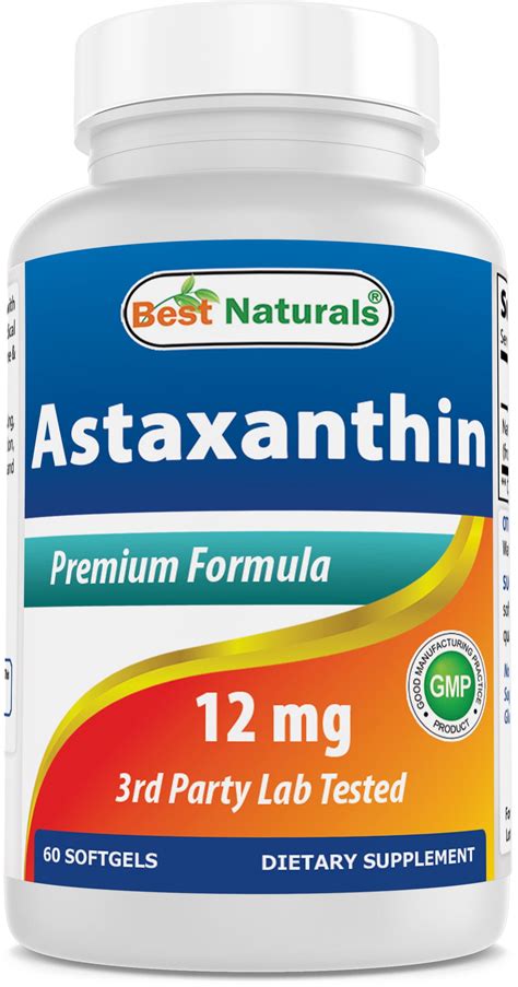 Best Naturals Astaxanthin 12mg 60 Softgels Triple Strength Powerful