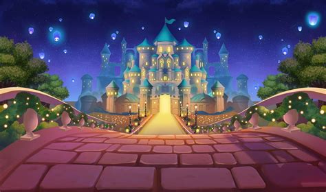 Enchanting Cartoon Castle At Night