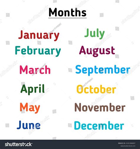 Months Names Year Children Learn Stock Illustration 2141384007 | Shutterstock