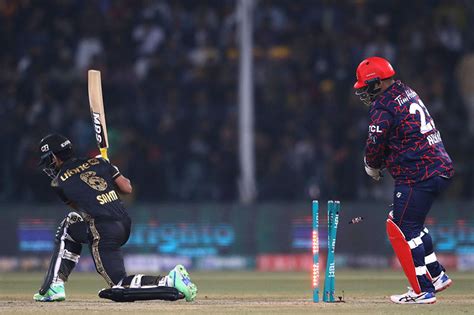 Peshawar Zalmi Player Sam Ayub Bowled By Agha Salman During The