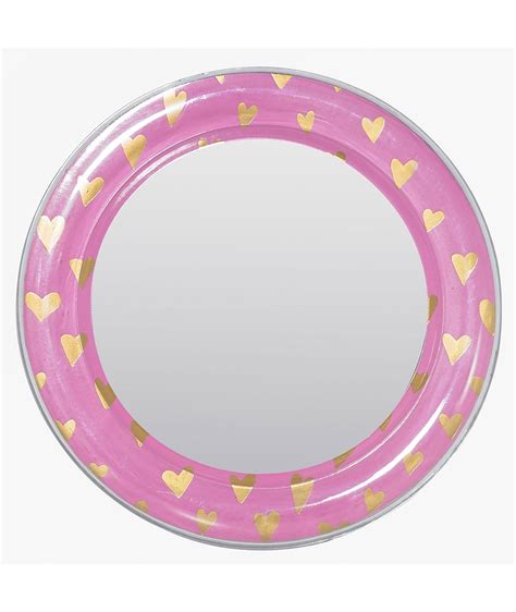 Three Cheers For Girls Pink With Gold Heart Locker Mirror Locker