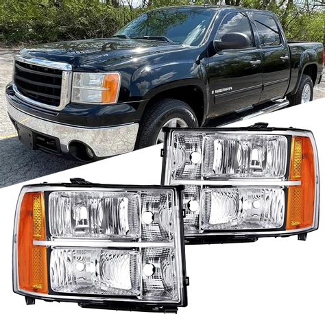 Akkon For 07 13 Sierra 1500 07 14 Sierra 2500hd 3500hd Headlights Front Lamps