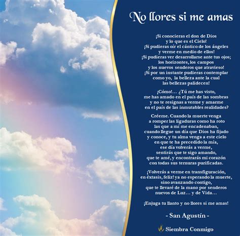 San Agustín No Llores Si Me Amas Dones De Dios No Llores Llorar