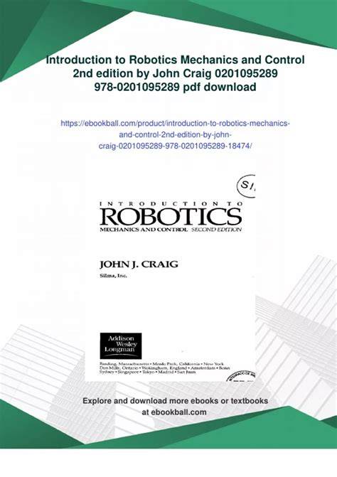 Introduction To Robotics Mechanics And Control Second Edition Free Download