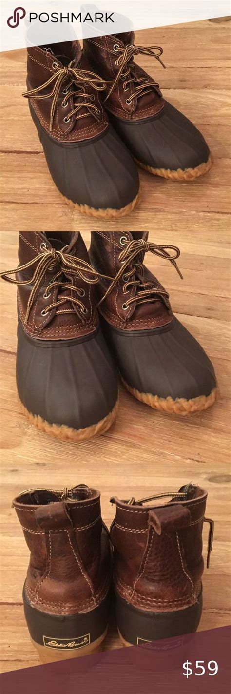 Vintage Eddie Bauer Rain Duck Boots 7 Brown Leather Snow Boots Duck Boots Boots