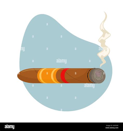 Flat Vector Illustration Of A Smoldering Cuban Cigar With A Label Stock Vector Image And Art Alamy