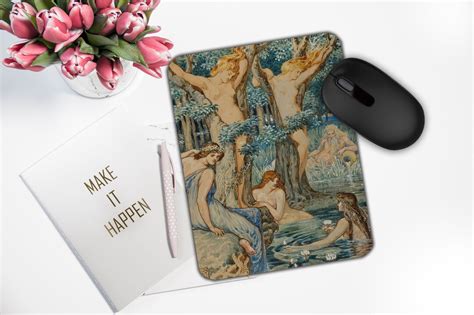 Nyads And Dryads Mouse Pad Vintage Walter Crane Art Antique Nude Women Desk Decor Artistic