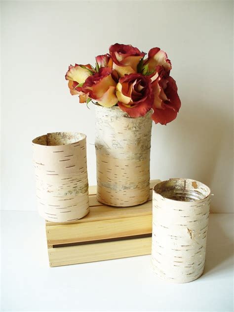 Birch Bark Vase Rustic Country Cottage Farmhouse Woodland Natural