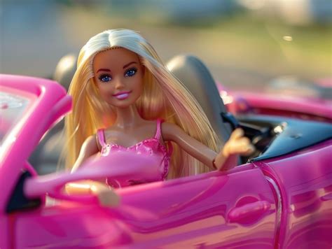 Premium Photo Barbie Doll In Pink Car