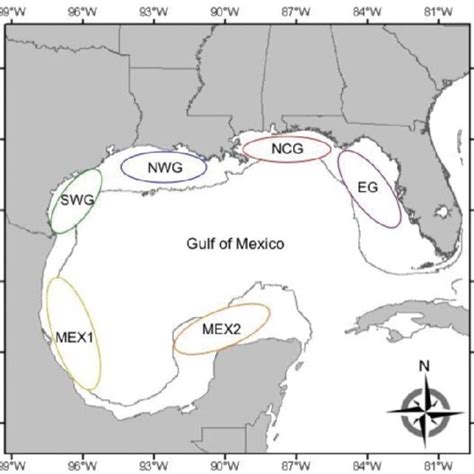 Six Nursery Regions Along The Continental Shelf In The Gulf Of Mexico Download Scientific