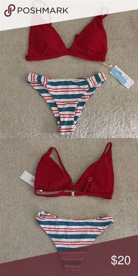 Redwhiteblue Cupshe Bathing Suit Red Top With White Bluered Stripe Bottoms Cupshe Bikini