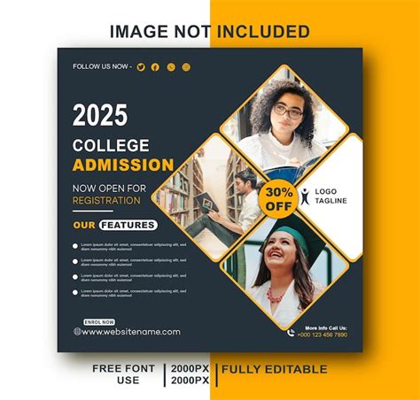 Premium Vector Vector College Admission Social Media Post And