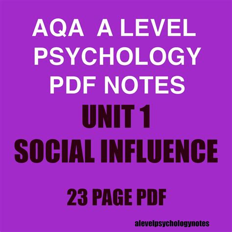 Aqa A Level Psychology Social Influence Pdf Notes Etsy