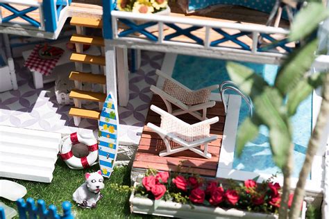 Diy Miniature Dollhouse Beach House “seaside Villa” For Small Dolls