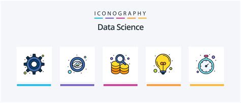 Data Science Line Filled 5 Icon Pack Including Book Time Search Date