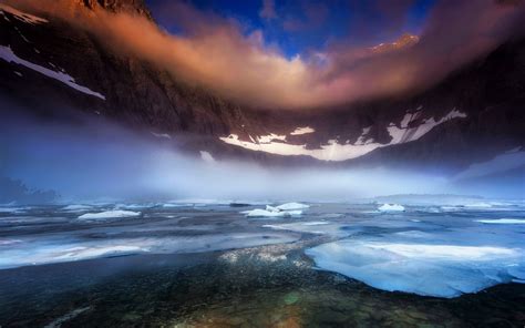 Trees Landscape Forest Mountains Sunset Night Lake Nature