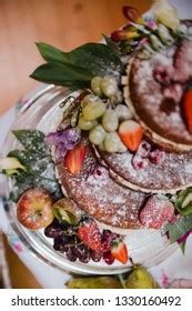 Naked Chocolate Wedding Cake Fresh Fruit Stock Photo 1330160492