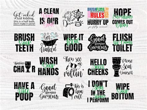 Funny Bathroom Svg Bundle Toilet Signs Svg Bundle Bathroom Quotes | The ...