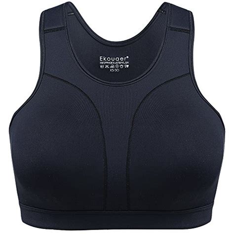 Ekouaer Womens Ultimate Run Fitness Removable Padding Sports Bra Black Xl Fits 40bcd Full