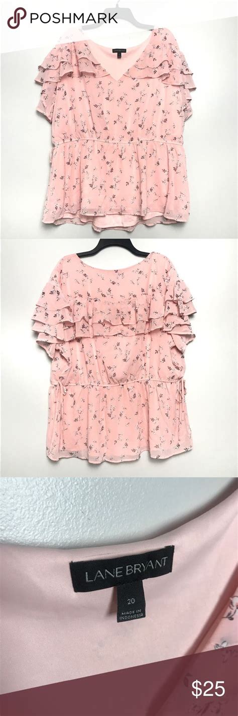 Lane Bryant Pink Floral Ruffle Blouse Sz 20 Floral Ruffle Clothes