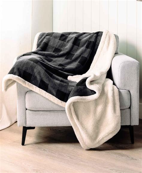 grey plaid sherpa throw blanket lazyone