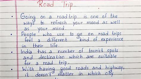 Write A Short Essay On Road Trip Lines On Road Trip Essay