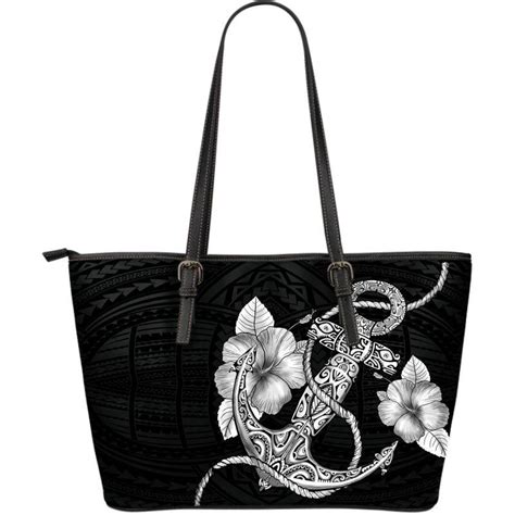 Hawaii Leather Tote Hawaiian Polynesian Hibiscus H Leather Large