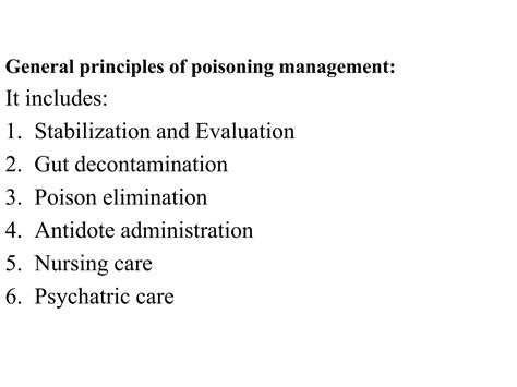 Clinical Toxicology General Principles Involved In The Management Of