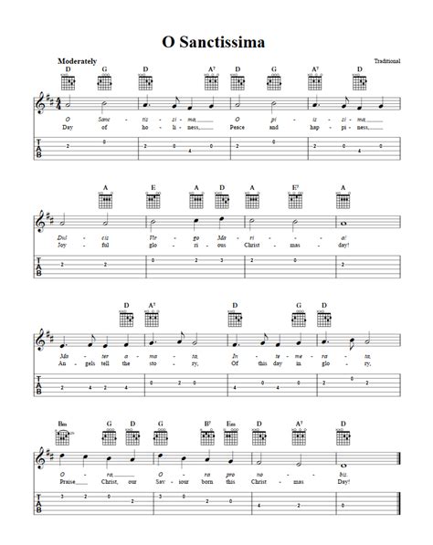 O Sanctissima Chords Sheet Music And Tab For Guitar With Lyrics