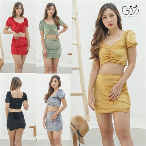 Jual Bidi Lauraine Bodycon Dress Queen Anne Neck Set Mini Lengan