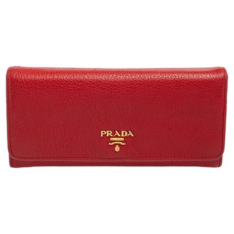 Prada Red Vitello Leather Flap Continental Wallet At Stdibs