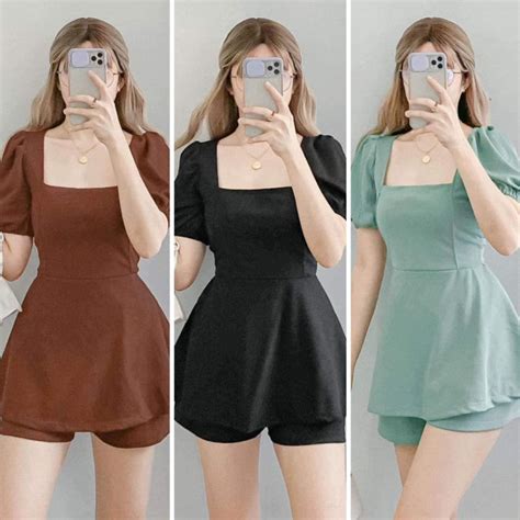 Candise Korean Fashion Peplum Classy Coordinates Terno Short Lazada PH