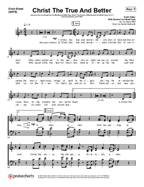 Christ The True And Better Choir Sheet Music Pdf Matt Boswell Matt