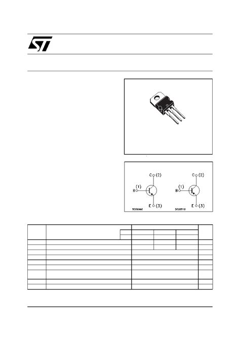 Tip C Datasheet Pages Stmicroelectronics Complementary Silicon