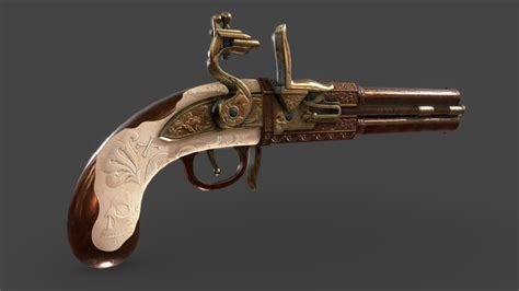 Double Barrel Flintlock Pistol Buy Royalty Free 3d Model By Simon Thomas Ketels Simonketels