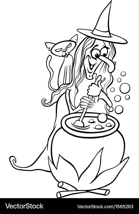 Witch cartoon for coloring book Royalty Free Vector Image